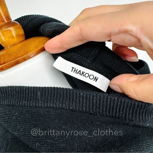 THAKOON Black Extra Fine Merino Wool Blend Knit Pullover Hoodie - Picture 7 of 7
